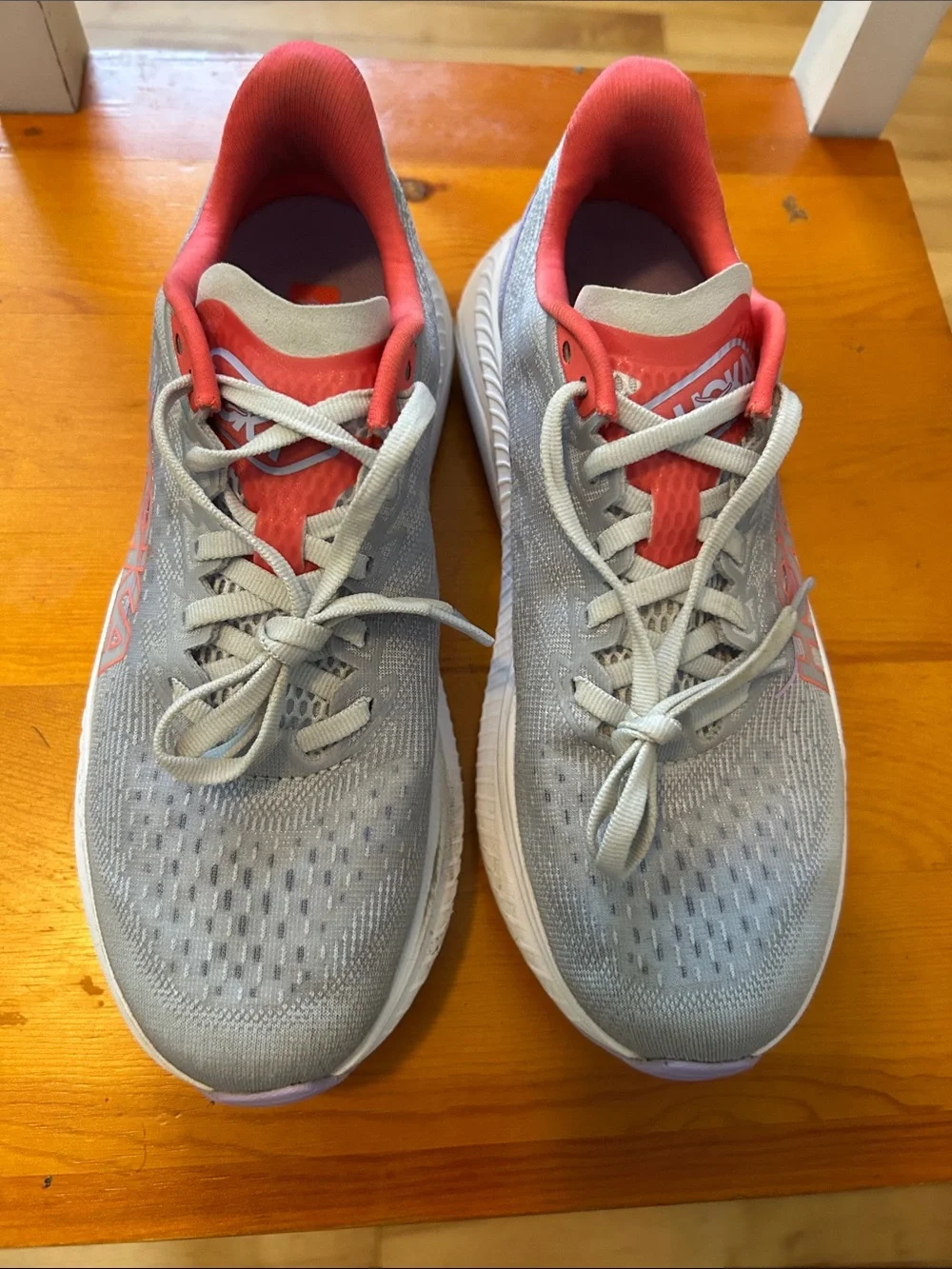 Hoka Women's Gray and Coral Athletic Running Shoes